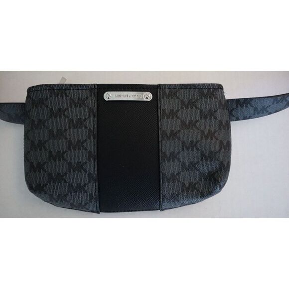Michael Kors 556137C 001 Sz L/XL Black Signature MK Allover Print Belt Bag $88 - Picture 3 of 7
